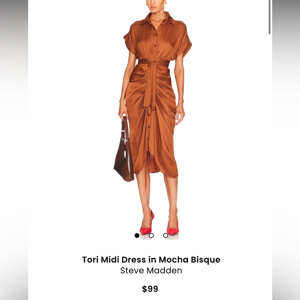 Steve Madden Rust Wrap Tie Front Midi Dress